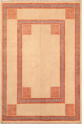 handmade Modern Kotan Beige Rust Hand Knotted RECTANGLE 100% WOOL area rug 6X8