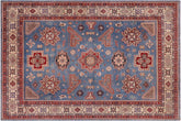 handmade Geometric Kazak Lt. Blue Beige Hand-made RECTANGLE 100% WOOL area rug 10'X13'