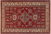 handmade Geometric Super Kazak Red Beige Hand Knotted RECTANGLE 100% WOOL area rug 6' x 9'