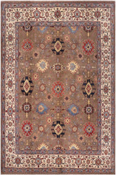 handmade Traditional Kafkaz Brown Beige Hand-made RECTANGLE 100% WOOL area rug 8X9