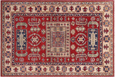 handmade Geometric Kazak Red Beige Hand-made RECTANGLE 100% WOOL area rug 3'X5'