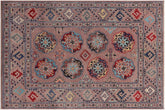 handmade Geometric Kazak Light Purpl Light Purpl Hand-made RECTANGLE 100% WOOL area rug 3'X5'