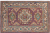 handmade Geometric Kazak Light Purpl Beige Hand-made RECTANGLE 100% WOOL area rug 3'X5'