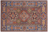 handmade Geometric Kazak Gray Lt. Blue Hand-made RECTANGLE 100% WOOL area rug 3'X5'