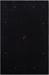 handmade Modern Gabbeh Black Black Hand-made RECTANGLE 100% WOOL area rug 8x10