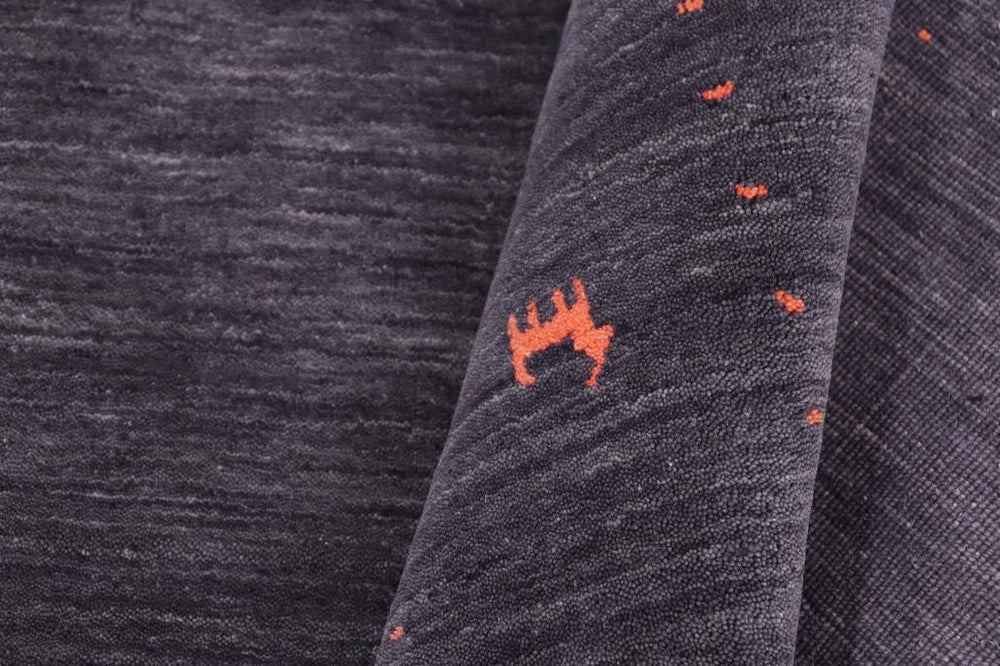 handmade Modern Gabbeh Grayish Blu Bluish Gray Hand-made RECTANGLE 100% WOOL area rug 8x10