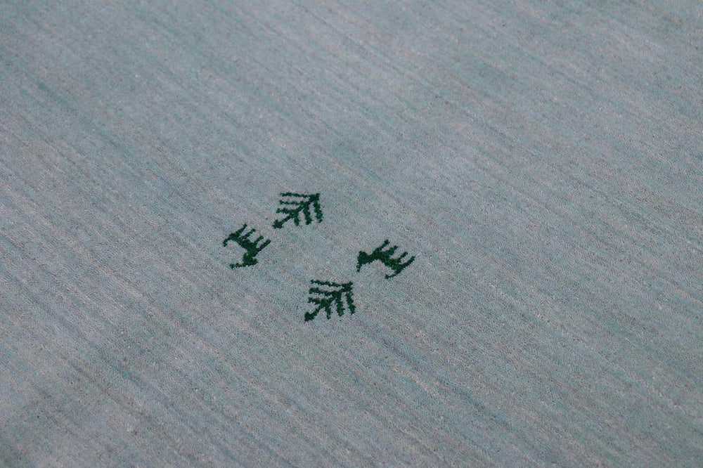 handmade Modern Gabbeh Light Blue Light Blue Hand-made RECTANGLE 100% WOOL area rug 9x12