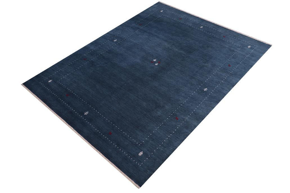 handmade Modern Gabbeh Blue White Hand-made RECTANGLE 100% WOOL area rug 9x12