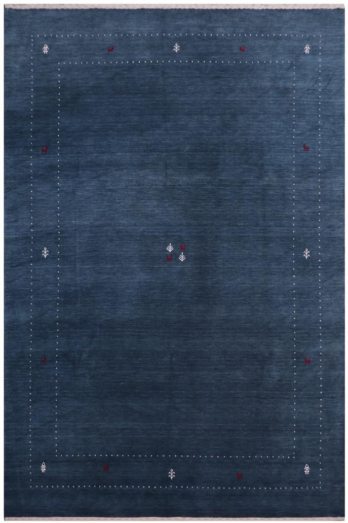 handmade Modern Gabbeh Blue White Hand-made RECTANGLE 100% WOOL area rug 9x12