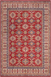 handmade Geometric Kazak Red Beige Hand-made RECTANGLE 100% WOOL area rug 9'X12'