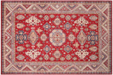 handmade Geometric Kazak Red Ivory Hand-made RECTANGLE 100% WOOL area rug 9'X12'