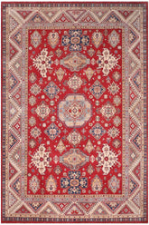 handmade Geometric Kazak Red Ivory Hand-made RECTANGLE 100% WOOL area rug 9'X12'