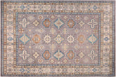 handmade Geometric Kazak Gray Ivory Hand-made RECTANGLE 100% WOOL area rug 8'X10'