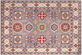 handmade Geometric Kazak Gray Ivory Hand-made RECTANGLE 100% WOOL area rug 8'X10'