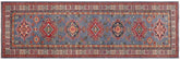 handmade Geometric Kazak light Blue Beige Hand-made RUNNER 100% WOOL area rug 3x10