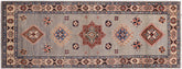 handmade Geometric kazak light Blue Ivory Hand-made RUNNER 100% WOOL area rug 2x6