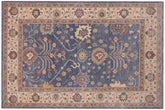handmade Geometric Kazak Lt. Blue Beige Hand-made RECTANGLE 100% WOOL area rug 4'X6'