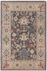 handmade Traditional Kafkaz Gray Lt. Gold Hand-made RECTANGLE 100% WOOL area rug 4X6