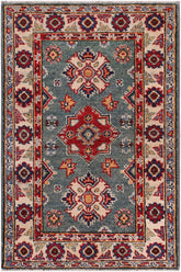 handmade Geometric Kazak Lt. Green Beige Hand-made RECTANGLE 100% WOOL area rug 2'X3'