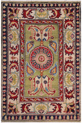 handmade Geometric Kazak Lt. Green Beige Hand-made RECTANGLE 100% WOOL area rug 2'X3'
