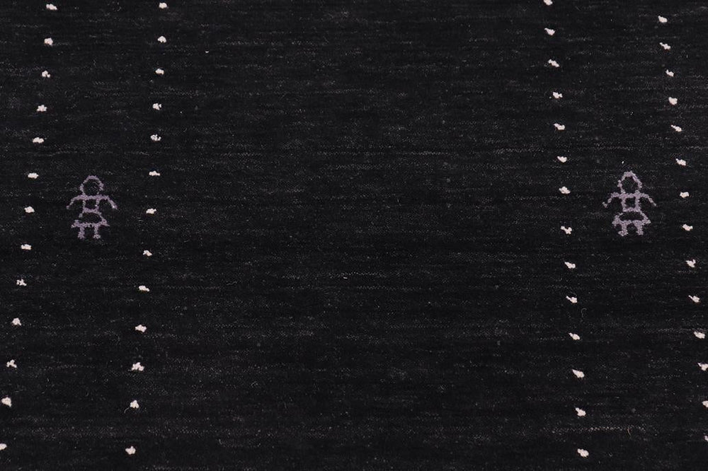 handmade Modern Gabbeh Black Black Hand-made RUNNER 100% WOOL area rug 3x12