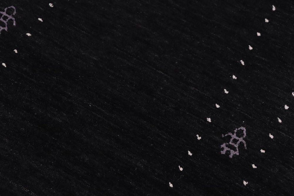 handmade Modern Gabbeh Black Black Hand-made RUNNER 100% WOOL area rug 3x12