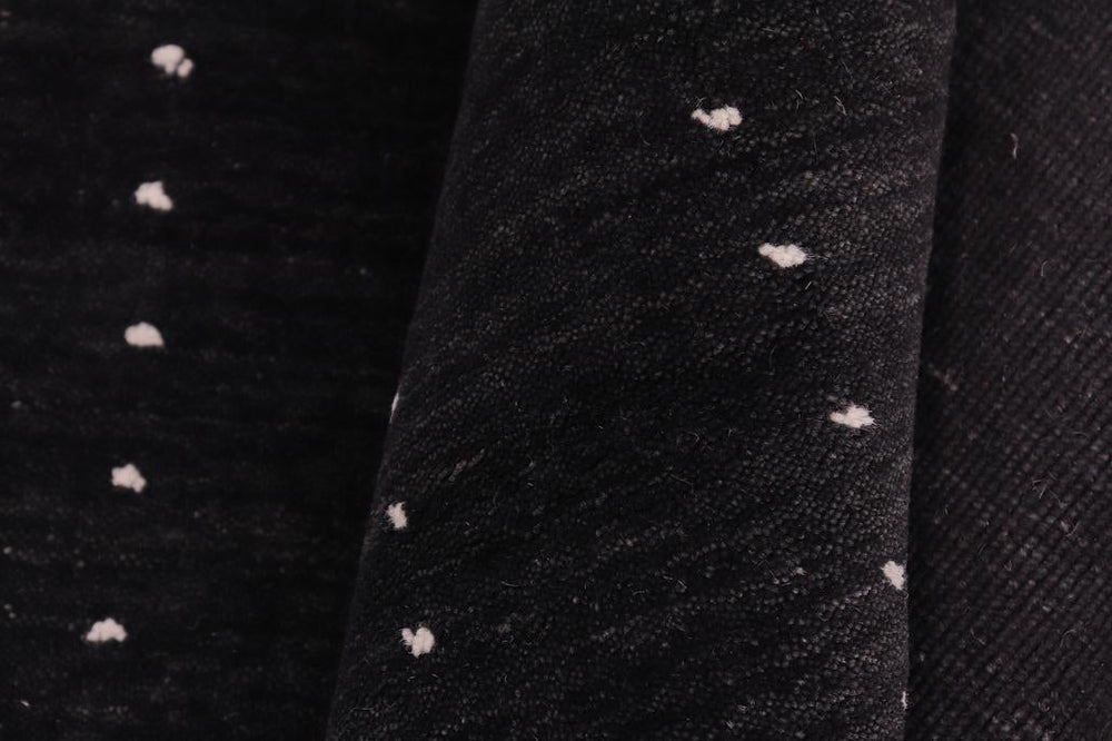 handmade Modern Gabbeh Black Black Hand-made RUNNER 100% WOOL area rug 3x12