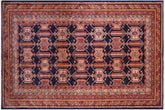 handmade Geometric Super Kazak Blue Multi Hand Knotted RECTANGLE 100% WOOL area rug 5' x 8'