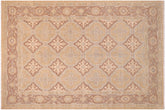 handmade Transitional Kafkaz Gold Brown Hand Knotted RECTANGLE 100% WOOL area rug 6' x 9'