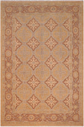 handmade Transitional Kafkaz Gold Brown Hand Knotted RECTANGLE 100% WOOL area rug 6X9