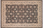 handmade Traditional Design Black Lt. Tan Hand Knotted RECTANGLE 100% WOOL area rug 6'X9'