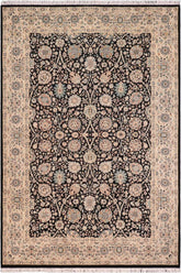 handmade Traditional Design Black Lt. Tan Hand Knotted RECTANGLE 100% WOOL area rug 6'X9'