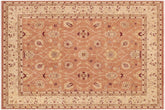 handmade Transitional Kafkaz Peach Tan Hand Knotted RECTANGLE 100% WOOL area rug 9' x 12'