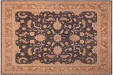 handmade Traditional Kafkaz Charcoal Lt. Brown Hand Knotted RECTANGLE 100% WOOL area rug 8x10