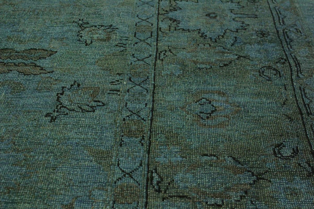 A08125, 711"x10 0",Over Dyed ,8x10,Blue,LT. GREEN,Hand-knotted ,Pakistan ,100% Wool ,Rectangle ,652671171314