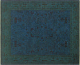handmade Over Dyed Over Dyed Teal Teal Hand Knotted RECTANGLE 100% WOOL area rug 9' x 11'