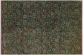 handmade Over Dyed Over Dyed Green Green Hand Knotted RECTANGLE 100% WOOL area rug 6' x 7'