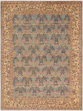 handmade Transitional Antique Lt. Blue Tan Hand Knotted RECTANGLE 100% WOOL area rug 9x11