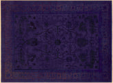 handmade Over Dyed Over Dyed Blue Blue Hand Knotted RECTANGLE 100% WOOL area rug 9' x 11'