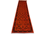 handmade Over Dyed Over Dyed Orange Black Hand Knotted RUNNER 100% WOOL area rug 3x12