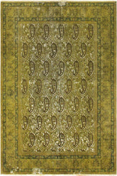 handmade Vintage Vintage Green Brown Hand Knotted RECTANGLE 100% WOOL area rug 8x10