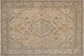handmade Vintage Vintage White Green Hand Knotted RECTANGLE 100% WOOL area rug 9' x 12'