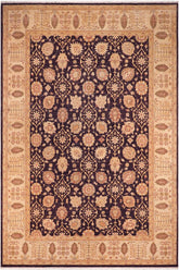 handmade Traditional Kafkaz Aubergine Beige Hand Knotted RECTANGLE 100% WOOL area rug 9X12