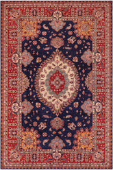 handmade Geometric Super Kazak Blue Red Hand Knotted RECTANGLE 100% WOOL area rug 9X12