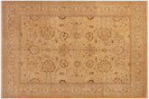 handmade Transitional Kafkaz Tan Red Hand Knotted RECTANGLE WOOL&SILK area rug 9' x 12'