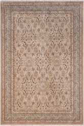 handmade Traditional Lahore Lt. Gray Lt. Green Hand Knotted RECTANGLE 100% WOOL area rug 6'X9'