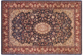 handmade Traditional Hussani Blue Aubergine Hand Knotted RECTANGLE 100% WOOL area rug 6 x 9
