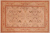 handmade Traditional Lahore Tan Lt. Green Hand Knotted RECTANGLE 100% WOOL area rug 6' x 9'
