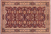 handmade Traditional Lahore Drk. Red Blue Hand Knotted RECTANGLE 100% WOOL area rug 6' x 9'