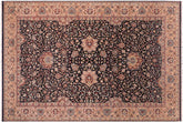 handmade Traditional Kashan Blue Tan Hand Knotted RECTANGLE 100% WOOL area rug 6 x 9